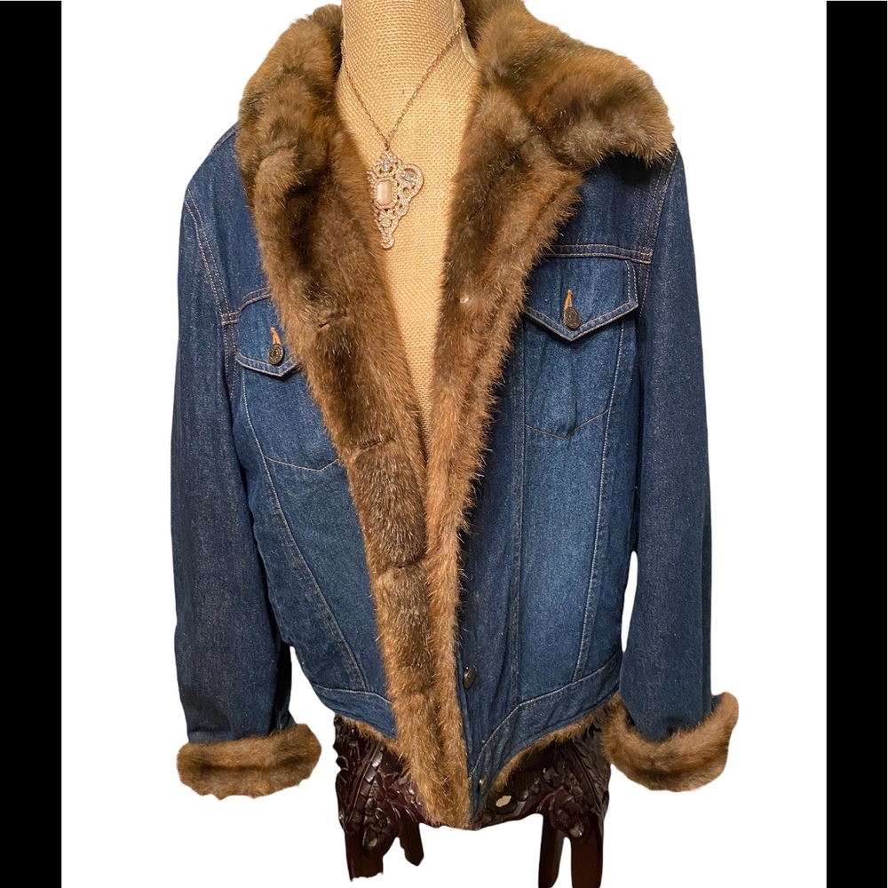 Monroe and Main Faux Fur Denim Jacket